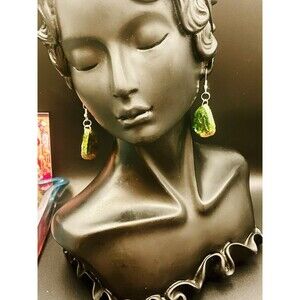 Neon Green Multicolor Glitter Shimmer Butterfly Wing Earrings Hypoallergenic